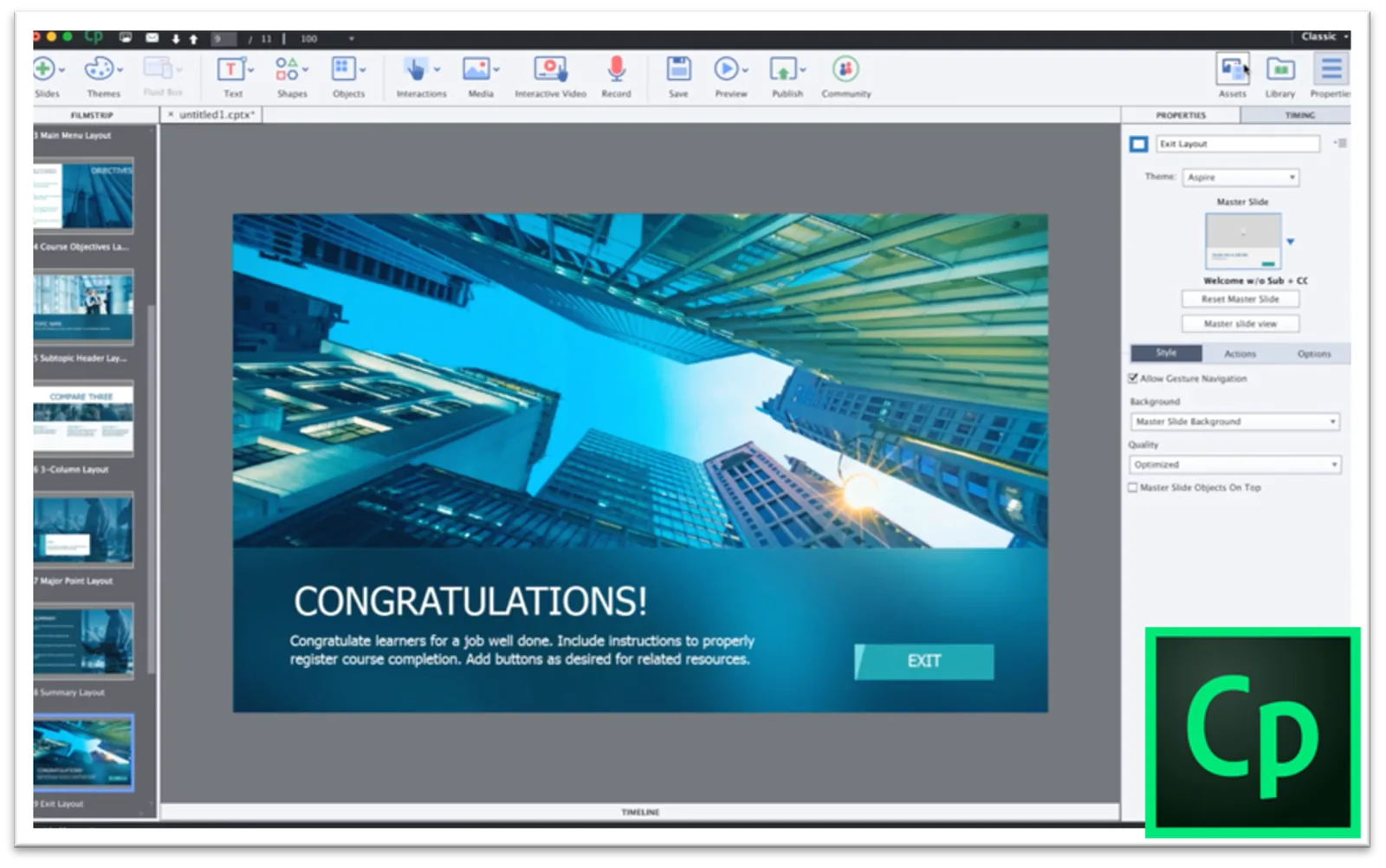Adobe Captivate - Screenshot aus der Oberfläche