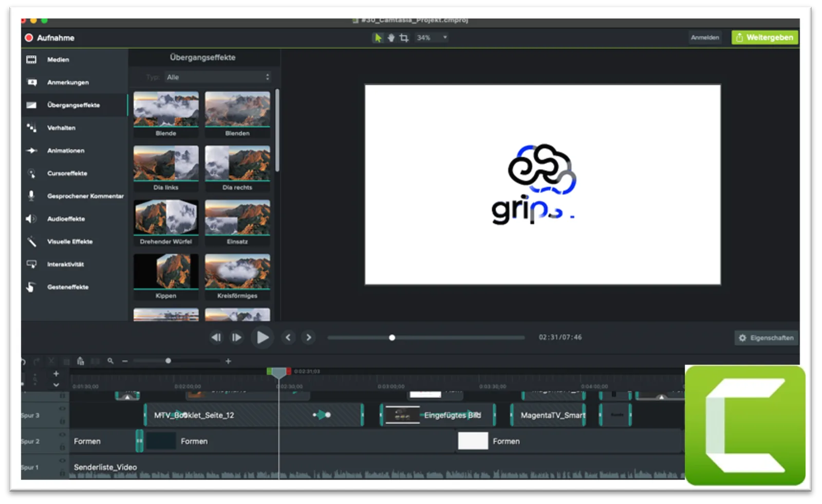 Camtasia Software für Videobearbeitung
