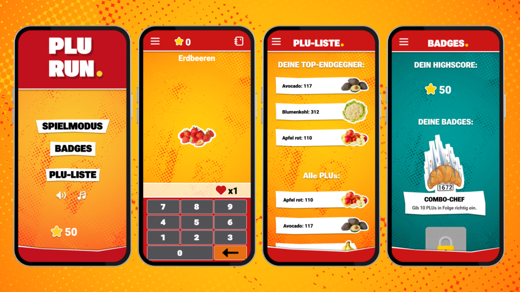 Beispiel: PLU Run, Lern-App mit Spielmodus